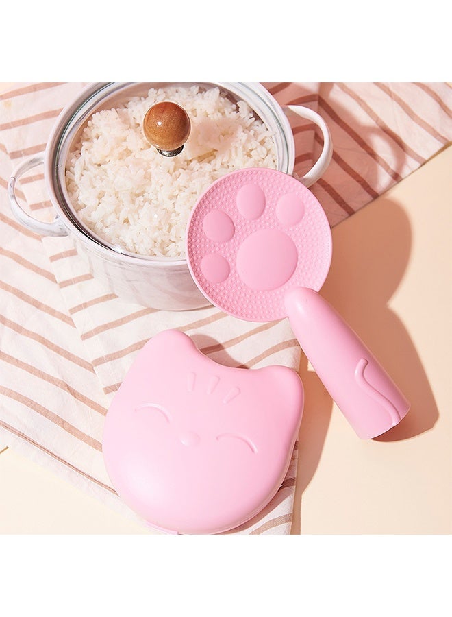 Cat Claw Non Stick Rice Spoon Set,  Rice Scooper, Household Rice Cooker Rice Spoon with Holder Spoon Box - Image 2