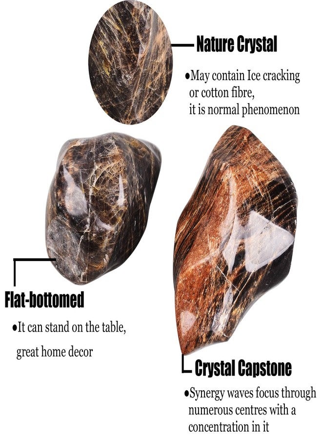 AMOYSTONE Black Moonstone Flame Shaped Towers Large Healing Crystal Stone Home Decor 0.6-1.0LBS - Image 2