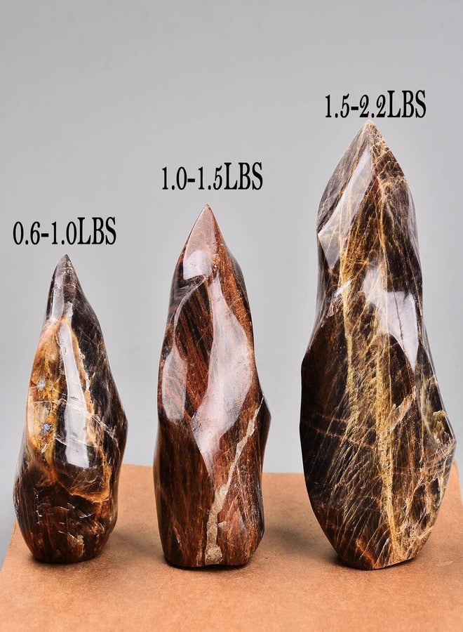 AMOYSTONE Black Moonstone Flame Shaped Towers Large Healing Crystal Stone Home Decor 0.6-1.0LBS - Image 3