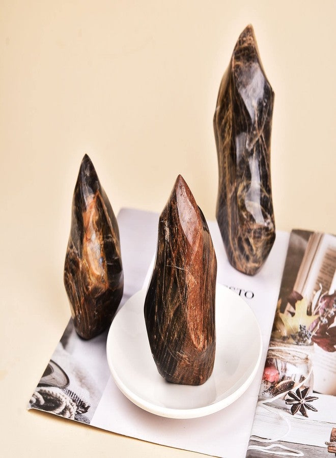 AMOYSTONE Black Moonstone Flame Shaped Towers Large Healing Crystal Stone Home Decor 0.6-1.0LBS - Image 5