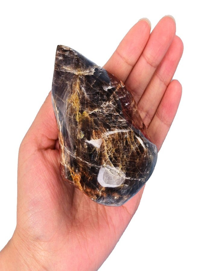 AMOYSTONE Black Moonstone Flame Shaped Towers Large Healing Crystal Stone Home Decor 0.6-1.0LBS - Image 1