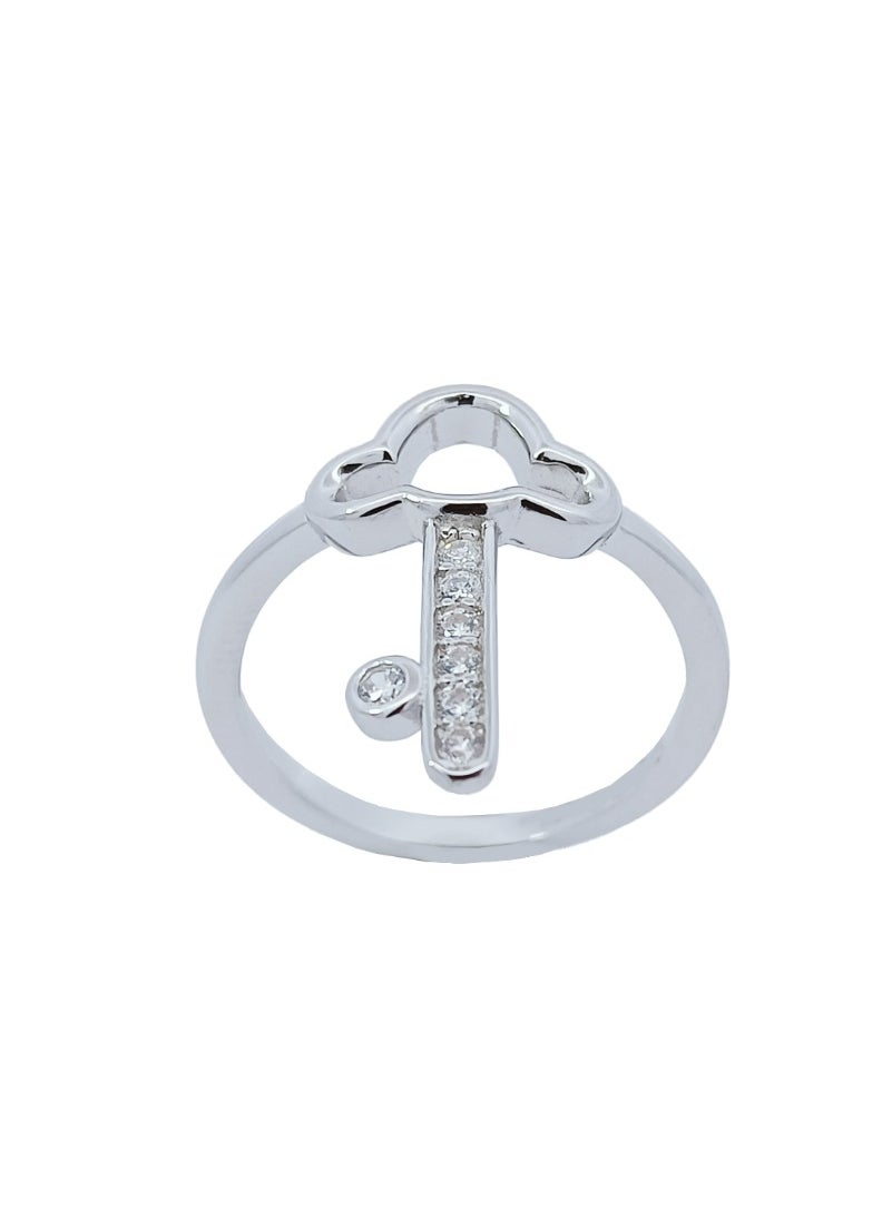 AK Jewels 925 SILVER CZ RHODIUM KEY HALF SET  RING SIZE (5,6,7,8)  - Image 2