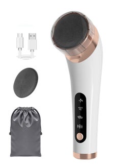 Syarme Electric Foot Callus Remover, Rechargeable Pedicure Kit Foot File, 4-Speed Speed Regulation with 2 grinding Roller Heads for Remove Cracked Heels Calluses and Hard Skin - White  - Image 1