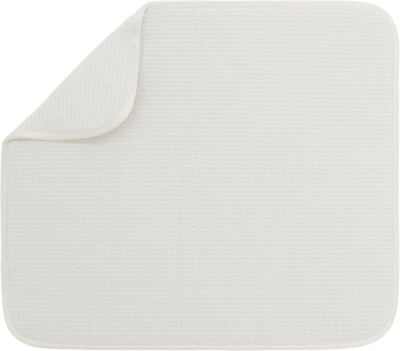 S&T INC. Absorbent, Reversible Microfiber Dish Drying Mat for Kitchen, 16 Inch x 18 Inch, Cream - Image 1