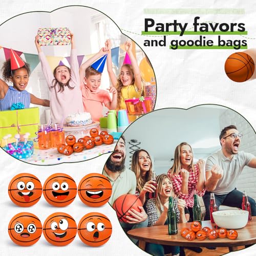 Arrowbash 12 Pcs Mini Face Stress Balls for Boys Girls Sport Funny Face Squeeze Foam Balls for Stress and Anxiety Relief for Party Favors Birthday Gift DecorationBasketball - Image 5