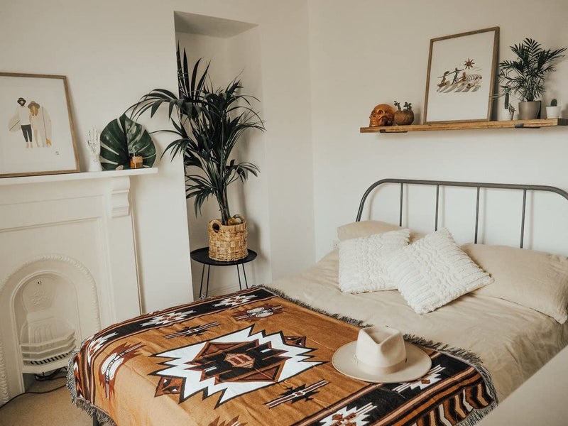 CCHYF Aztec Throw Blanket Native American Blanket Southwestern Boho Decor Reversible Woven Tassels Mexican Blankets and Throws for Couch Bed Chair Wall Tapestry Livingroom Outdoor Beach Brown 51"x63" - Image 3