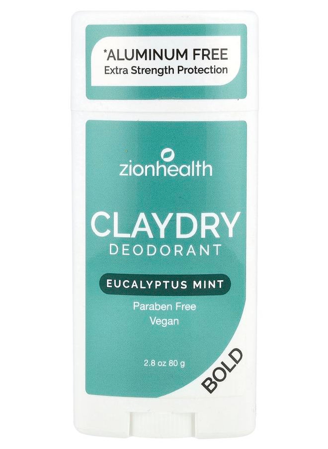 Zion Health ClayDry Deodorant Eucalyptus Mint 2.8 oz (80 g) 