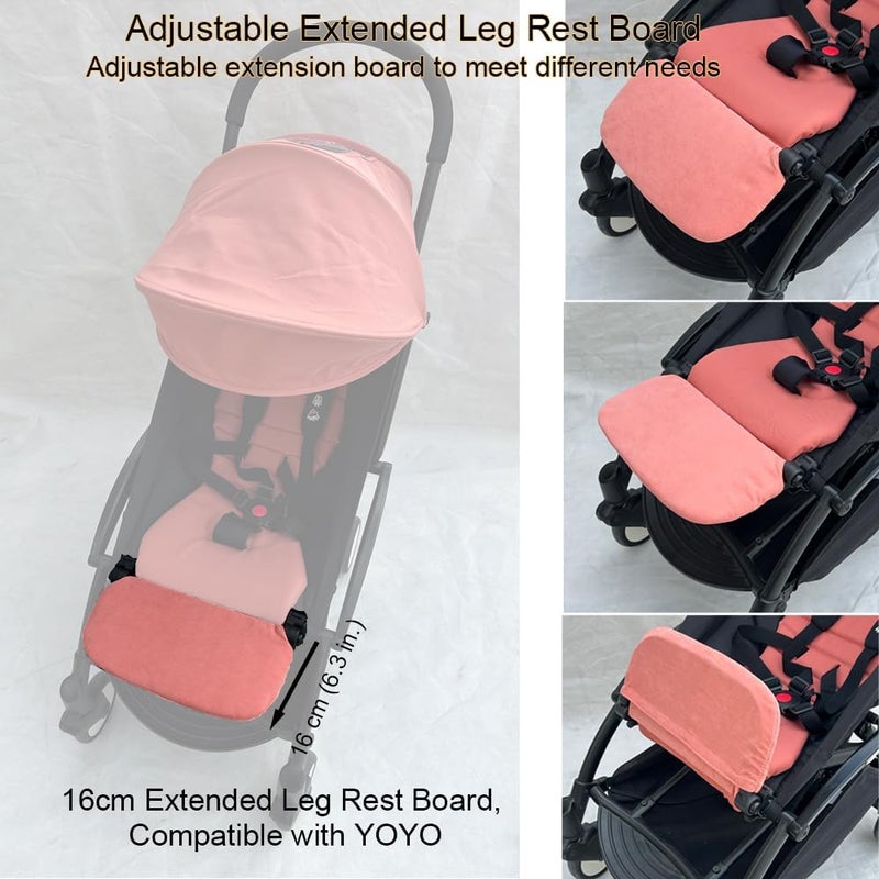 Feliliber Stroller Leg Rest Compatible with Babyzen YOYO - Foldable Stroller Without Disassembly - Extend 6.2 inch Easy to Attach & Clean, Soft Fabric (Ginger Pink) - Image 3