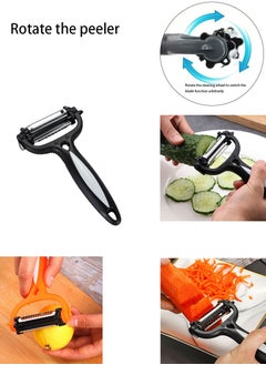 Julienne Peeler, 3-in-1 Stainless Steel Vegetable Peeler, Double-Sided Blade Vegetable Julienne Cutter and Fruit Slicer, Dual Blade Multifunction Potato Peeler