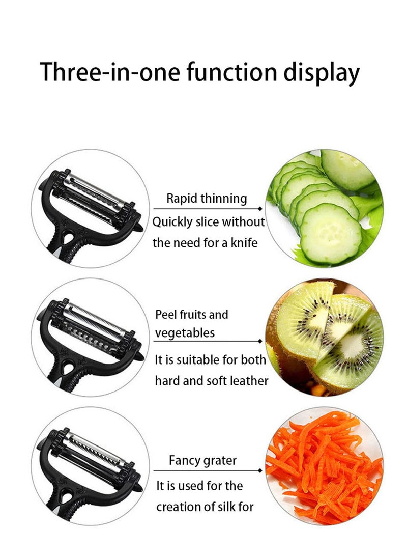Generic - Julienne Peeler, 3-in-1 Stainless Steel Vegetable Peeler, Double-Sided Blade Vegetable Julienne Cutter and Fruit Slicer, Dual Blade Multifunction Potato Peeler - Image 1