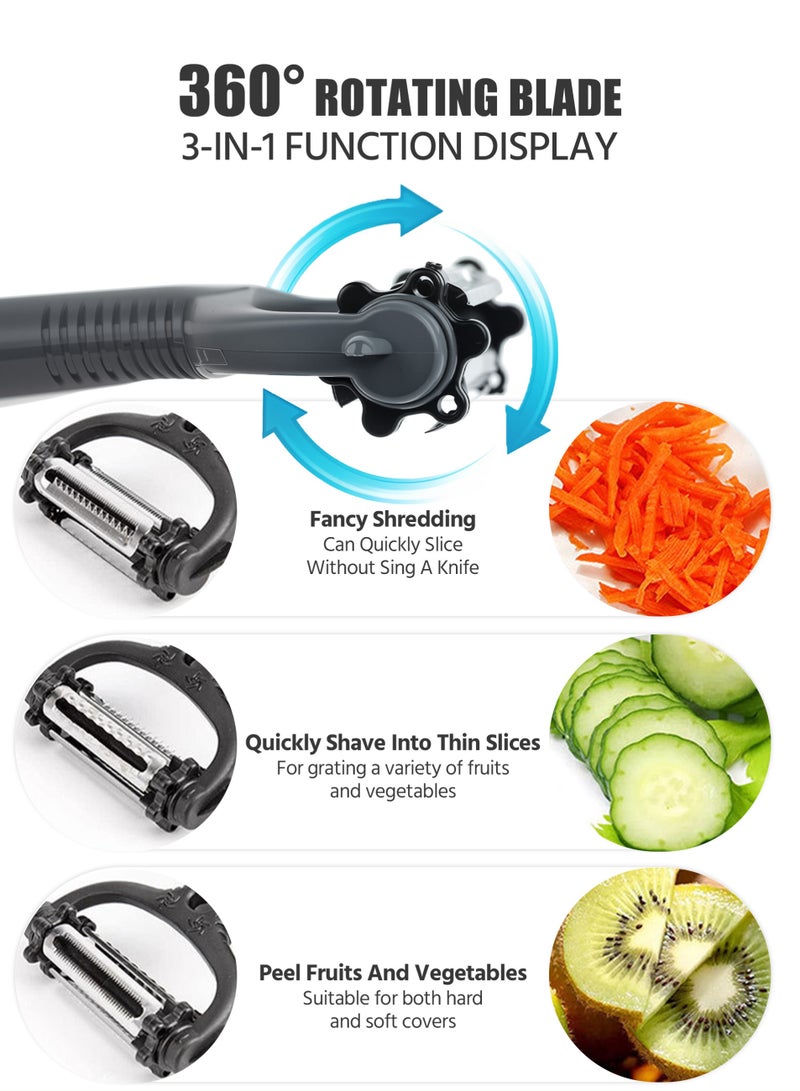 جوليان مقشرة ، 3 في 1 مقشرة خضروات من الفولاذ المقاوم للصدأ ، قاطعة خضروات جوليان ذات الشفرات المزدوجة وقطاعة فواكه ، مقشرة بطاطس متعددة الوظائف مزدوجة الشفرة - Image 4
