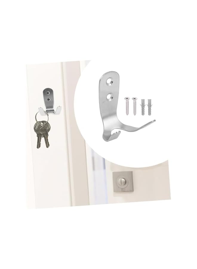 S-TOP 1pcs Wall Mounted Hook with Screws & Fishers Heavy Duty Silver Wall Hanger for Clothes - Image 4