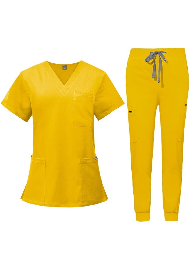NIBEMINENT Beauty Spa Salon Clothes Doctor Nursing Uniforms Medical Scrubs Set V-neck Tops Pants Clinical Nurse Surgery Uniform - Image 1
