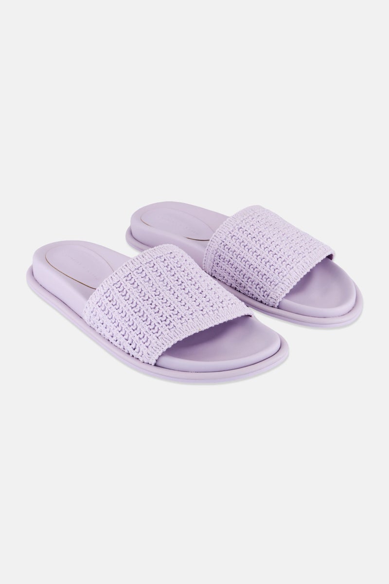 CHARLES & KEITH Women Open Toe Slip On Slides, Lilac  - Image 1