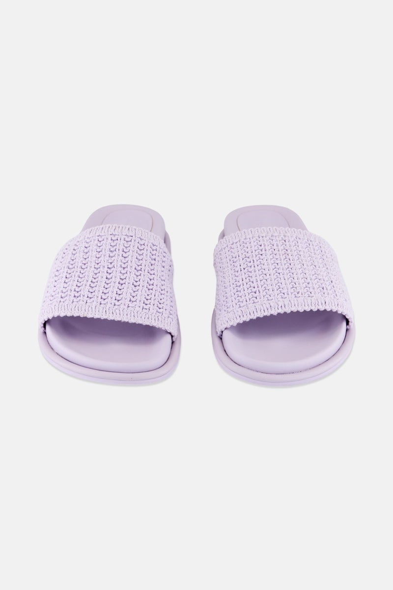CHARLES & KEITH Women Open Toe Slip On Slides, Lilac  - Image 4