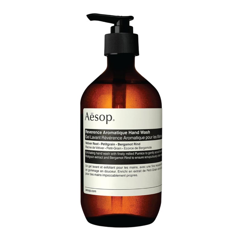 Aesop Reverence Aromatique Hand Wash | Woody, Earthy, Smoky | Gentle Exfoliating Cleanser For Renewed Skin | 500mL / 16.9 oz - Image 1