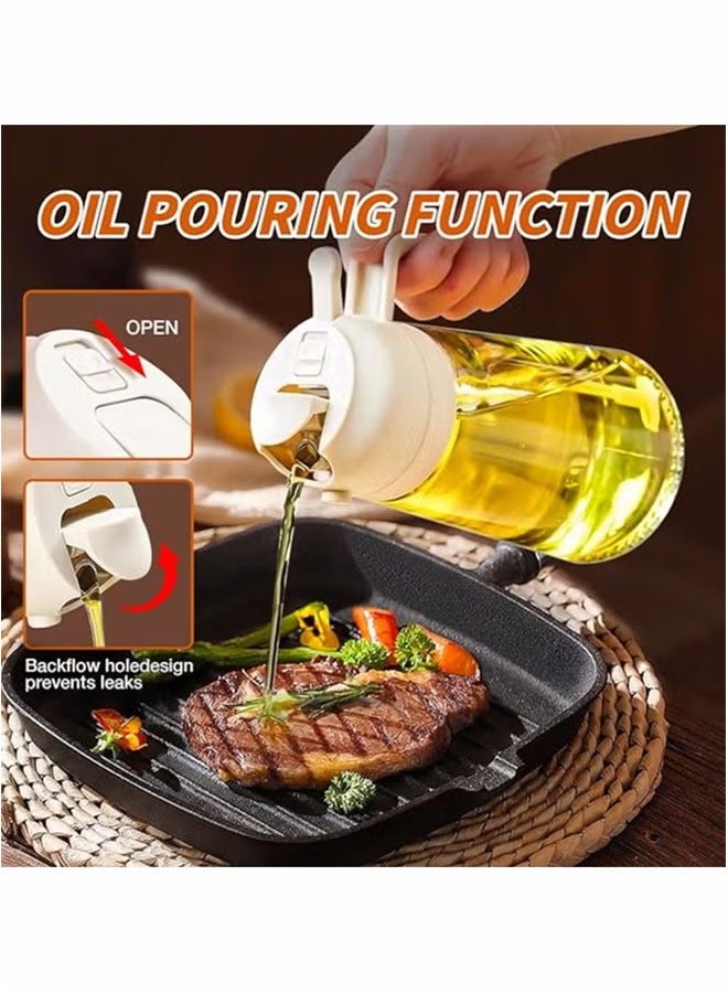Oil Sprayer for Cooking, 2 in 1 Olive Oil Dispenser Bottle for Kitchen, 16oz/470ml Premium Glass Oil Bottle, Food-grade Oil Mister for Air Fryer, Salad, Frying, BBQ (Creamy White)  - Image 4