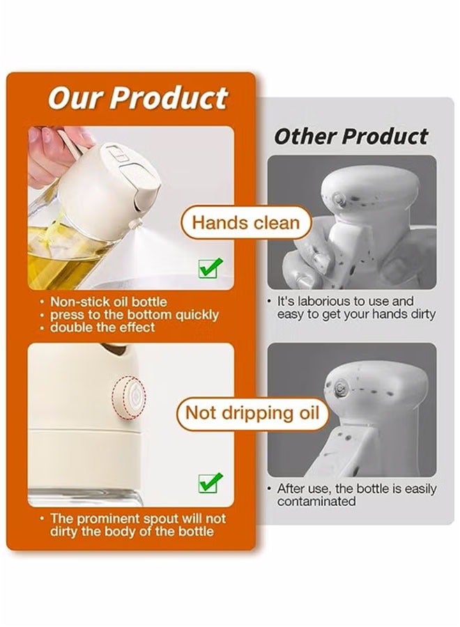 Oil Sprayer for Cooking, 2 in 1 Olive Oil Dispenser Bottle for Kitchen, 16oz/470ml Premium Glass Oil Bottle, Food-grade Oil Mister for Air Fryer, Salad, Frying, BBQ (Creamy White)  - Image 3