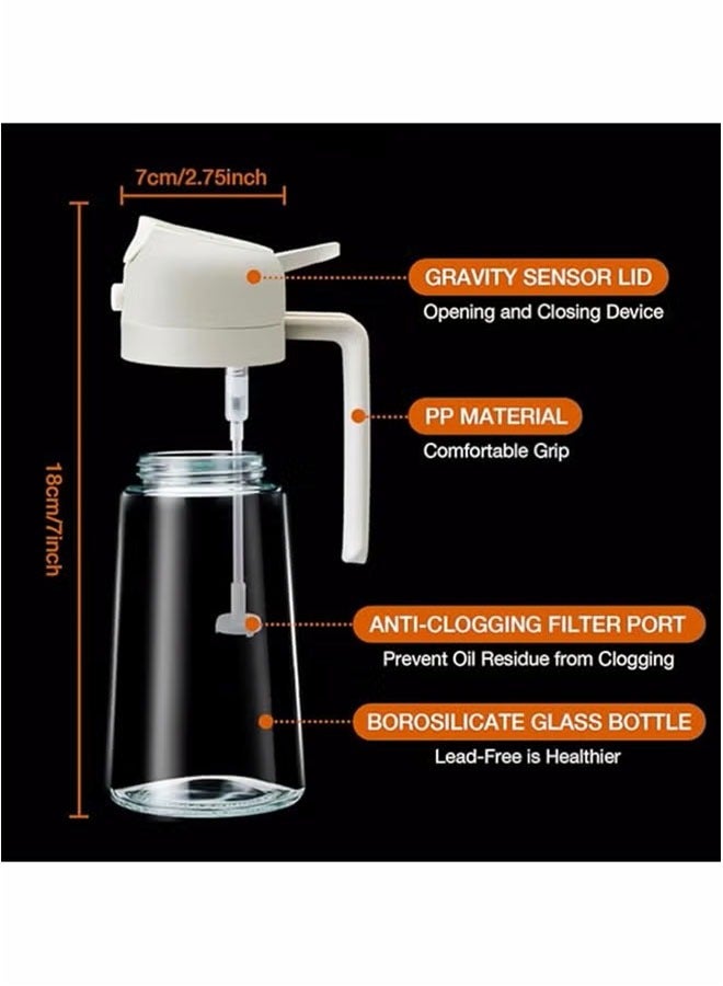 Oil Sprayer for Cooking, 2 in 1 Olive Oil Dispenser Bottle for Kitchen, 16oz/470ml Premium Glass Oil Bottle, Food-grade Oil Mister for Air Fryer, Salad, Frying, BBQ (Creamy White)  - Image 5