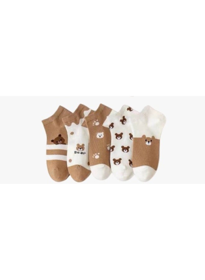 Women's Casual Cotton Ankle Socks Set – 5 Pairs + 1 Gift – Modern and Comfortable Design for Everyday Wear - Image 1