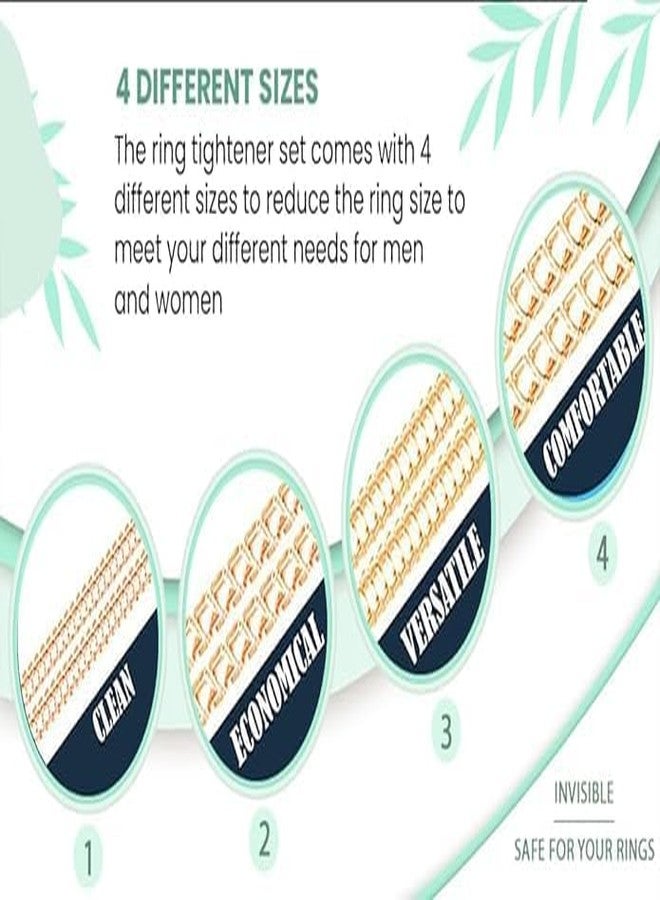 TENDULA أداة ضبط مقاس الخواتم غير المرئية من تيندولا للخواتم الفضفاضة، 4 مقاسات تناسب أي خاتم تقريبًا، مجموعة تضييق حلزونية من السيليكون مع واقيات تلميع للنساء والرجال (مقاس الخواتم ذهبي (8 قطع)) - Image 4