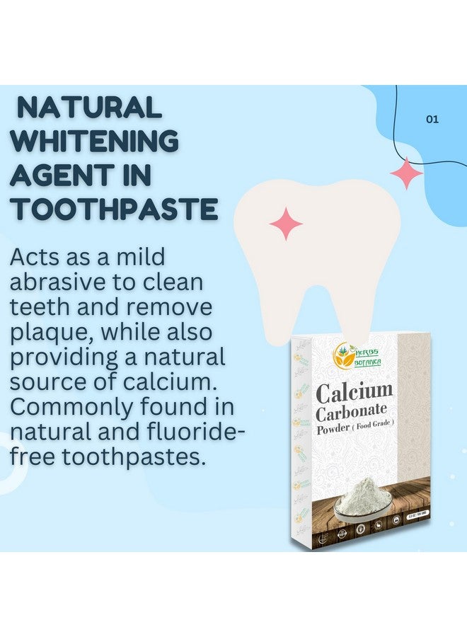 HERBS BOTANICA مسحوق كربونات الكالسيوم من هيربس بوتانيكا، مكمل غذائي من الدرجة الغذائية للطهي والخبز، مضاد للحموضة، معجون أسنان DIY 3.5 أونصة - Image 2
