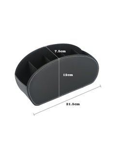 CMGTYYD Big 5-Compartment Leather Remote Control Holder, Non-slip Desktop Caddy Storage Organizer for Phones, Remote Controllers, Office Supplies, Black  - Image 3
