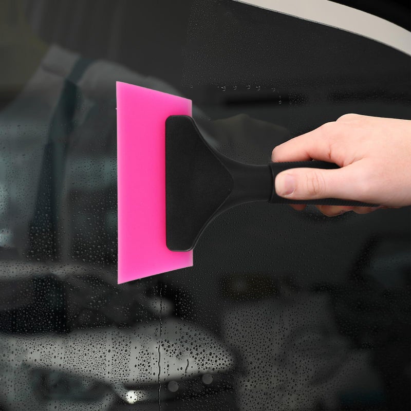 Pink Car Window Squeegee with Soft TPU Rubber Blade Anti Slip Handle - Image 5