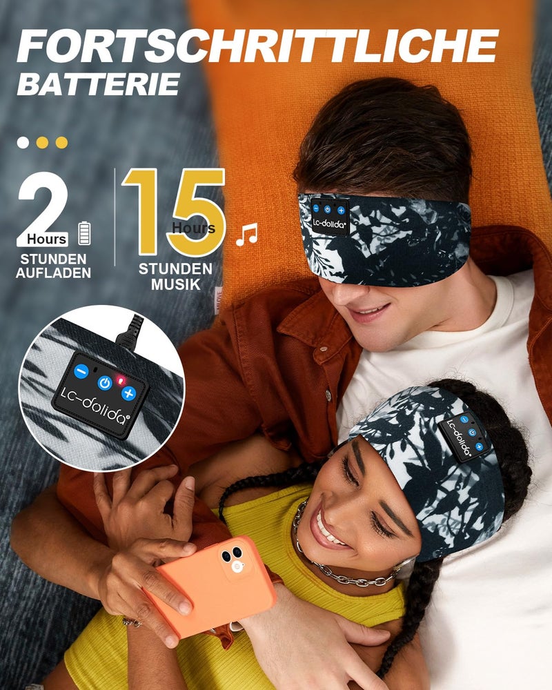 LC-dolida Sleep Headphones Bluetooth 5.2, Headband Earphones Wireless, Sleep Mask for Sleeping, Sports, Gifts, Workout, Jogging, Yoga,Insomnia, Air Travel, Meditation - Image 4