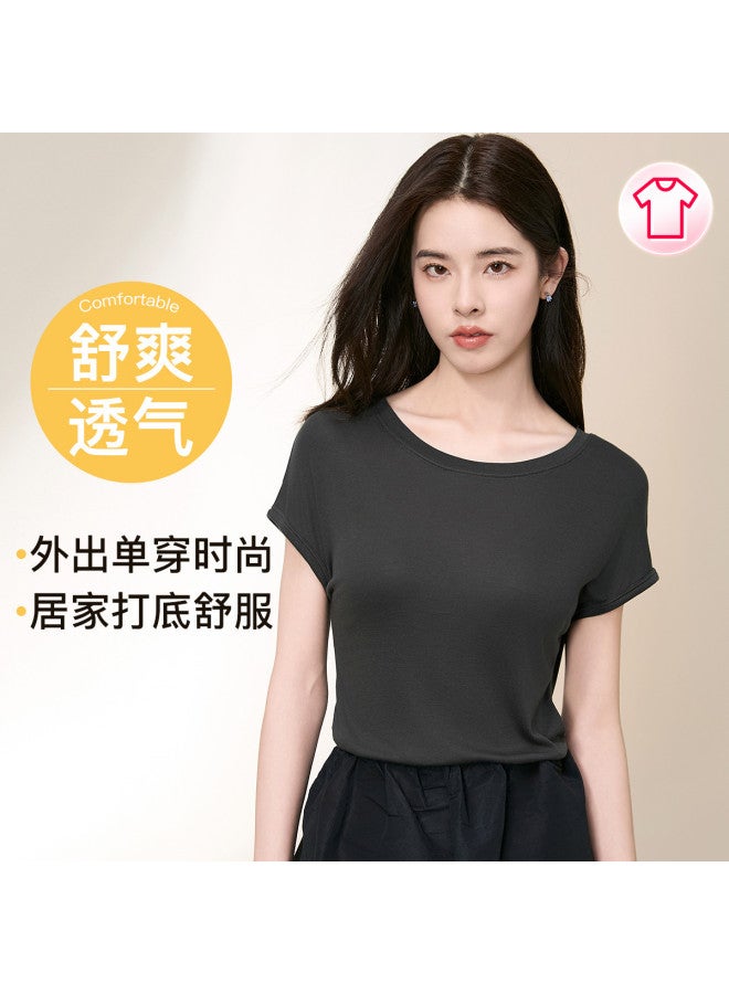 Fenton women's Stretch Round Neck Short Sleeve T-shirt - Versatile Summer Top For Layering Or Standalone Wear - Image 2