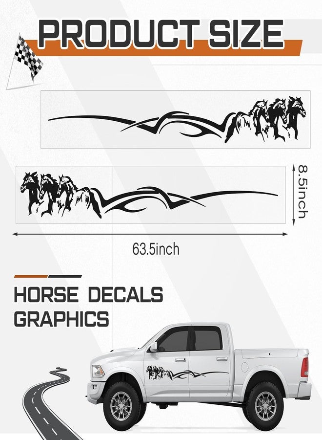Fuyoooo 2 Pcs Horse Trailer Decals Horse Stickers 63.5 x 8.5 Inch Self-Adhesive Car Side Body Stickers Black Vinyl Running Horse Graphic Decals for Trailer Car Truck SUV RV Camper Motorcoach Decor - Image 3