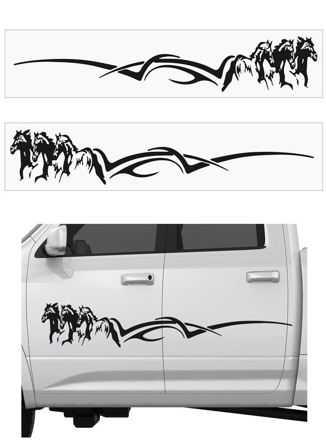 Fuyoooo 2 Pcs Horse Trailer Decals Horse Stickers 63.5 x 8.5 Inch Self-Adhesive Car Side Body Stickers Black Vinyl Running Horse Graphic Decals for Trailer Car Truck SUV RV Camper Motorcoach Decor - Image 1
