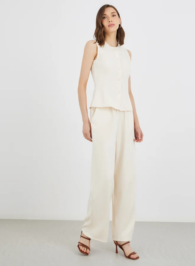 تايك تو Take Two Buttoned Sleeveless Top and Pants Co-Ords
