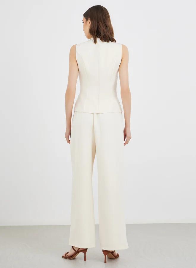 Take Two Take Two Buttoned Sleeveless Top and Pants Co-Ords