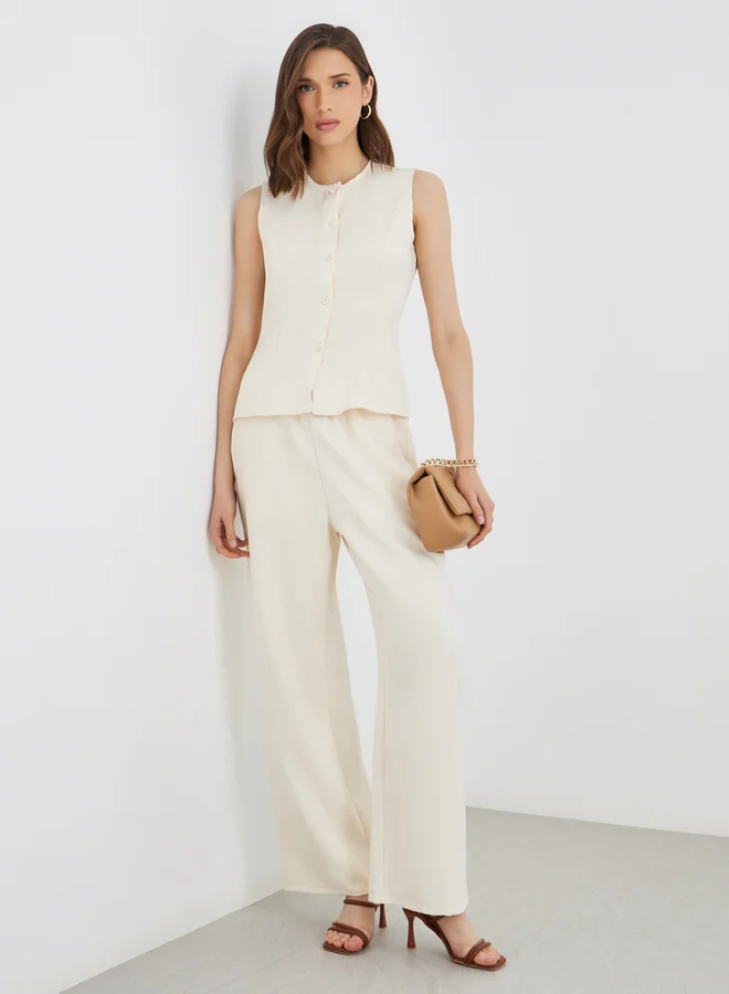 تايك تو Take Two Buttoned Sleeveless Top and Pants Co-Ords