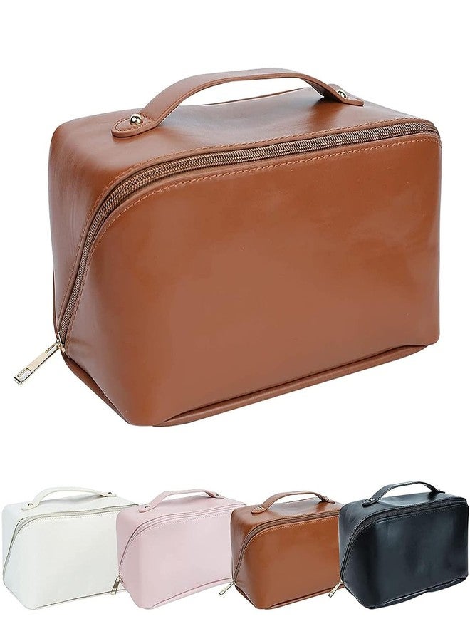 AVMPHD Cosmetic Bag, Women's Makeup Travel Accessory- Cosmetic Bag Portable Leather, Makeup Bags with Handle & Divider, Wide Opening Cosmetic/Makeup Organizer (Multicolor) - Image 1