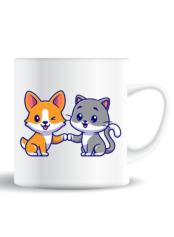 Theodor Premium Quality Two Sided Printed Coffee Mug Tea Cup Cat And Dog Friendship For Home Office, Kids Men Women  - Image 1