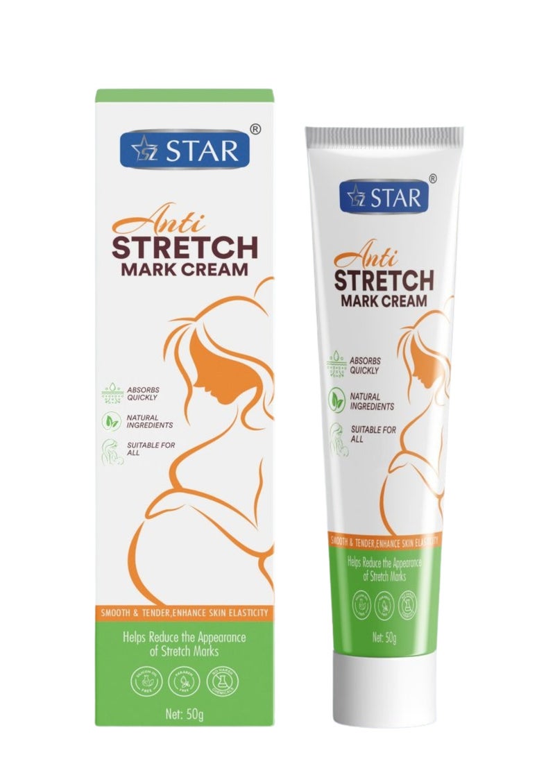 SZ Star Anti-Stretch Mark Cream – Reduces Stretch Marks & Scars | Wrinkles Cream Firms, Hydrates & Improves Skin Elasticity | Safe for Pregnancy & Postpartum Use | Nourishing Daily Formula | 50g - Image 1