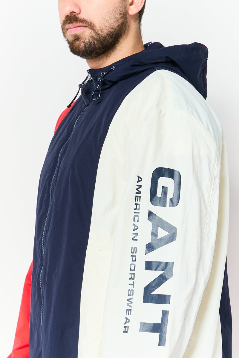 GANT Men Brand Logo Long Sleeve Windbreaker Jacket, Multicolor - Image 3