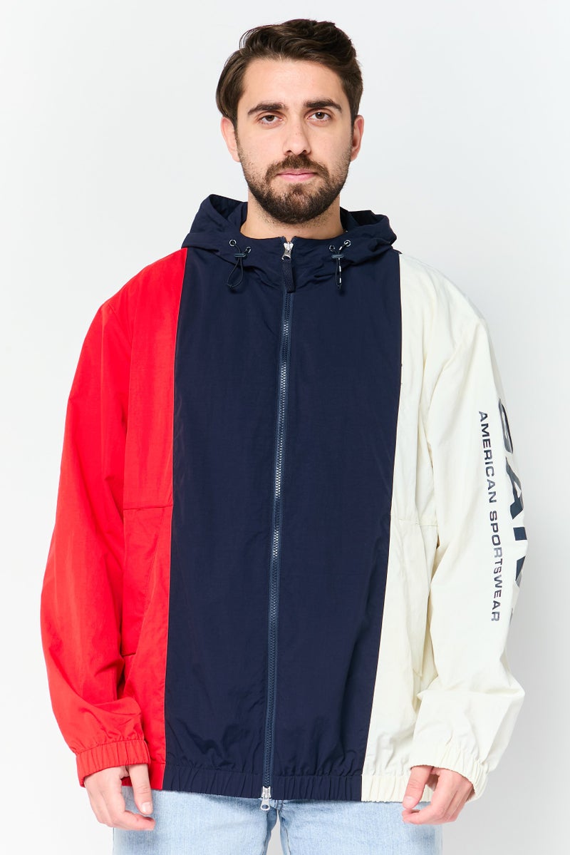 GANT Men Brand Logo Long Sleeve Windbreaker Jacket, Multicolor - Image 1