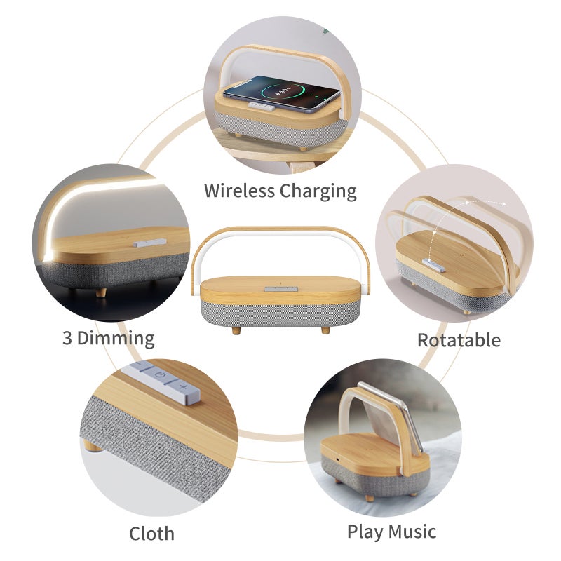 Cordless Charging Night Light 5000mAh Battery 270° Rotatable Bedside Lamp - Three Dimming Mobile Phone Holder for Bedroom - Image 3