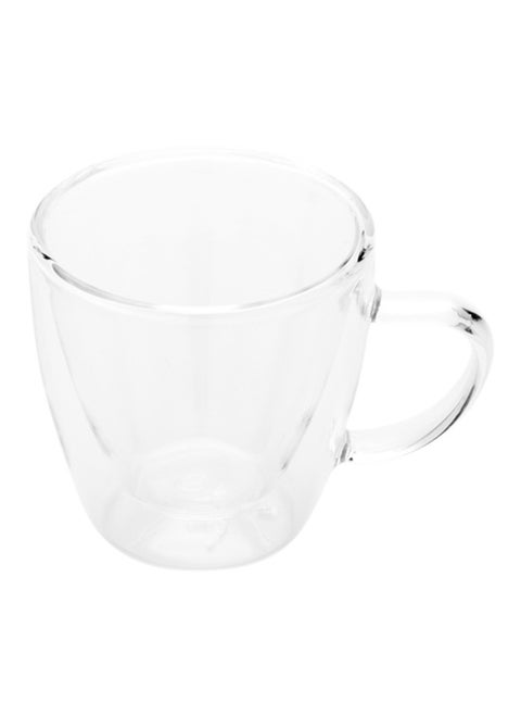 Forma 3 Ounce Small Glass Espresso Cups, 10 Double Wall Clear Shot Cups - Built-In Handle, Does Not Chip, Clear Glass Espresso Mugs, Rolled Rim, Microwavable