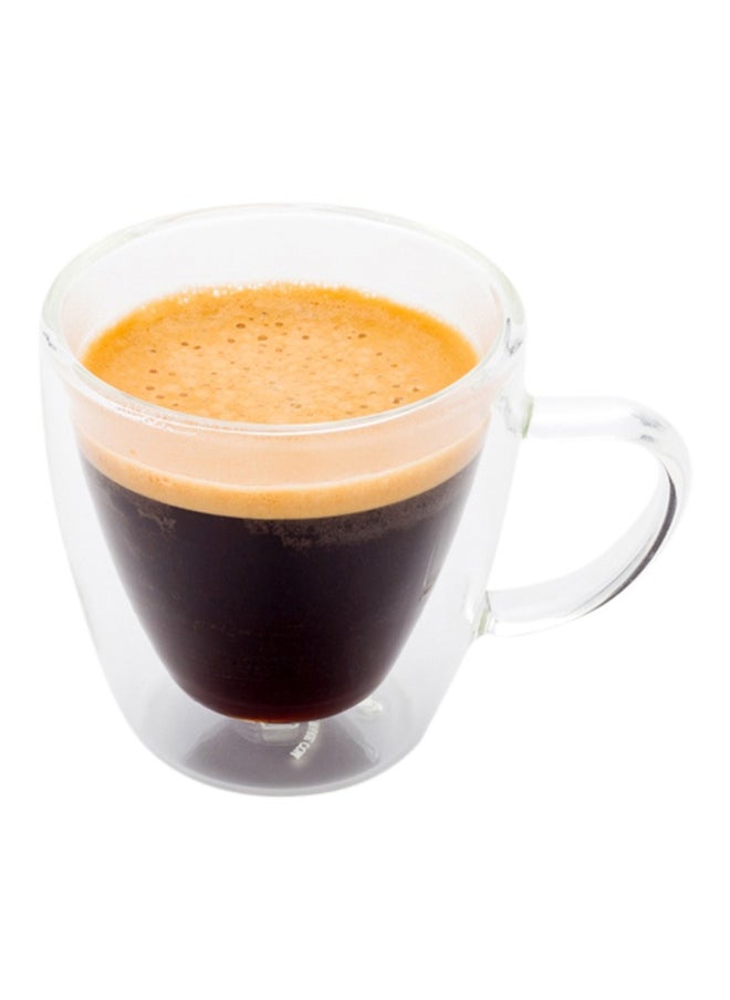 Forma 3 Ounce Small Glass Espresso Cups, 10 Double Wall Clear Shot Cups - Built-In Handle, Does Not Chip, Clear Glass Espresso Mugs, Rolled Rim, Microwavable