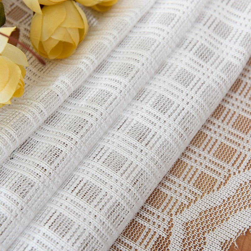 Valance Grid Style Short Sheer Curtains Rod Pocket Mesh Window Sheer Drapes for Kitchen Balcony Home 18 - Image 5