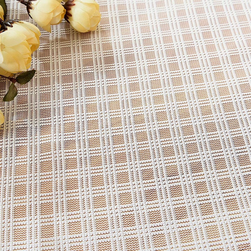 Valance Grid Style Short Sheer Curtains Rod Pocket Mesh Window Sheer Drapes for Kitchen Balcony Home 18 - Image 3