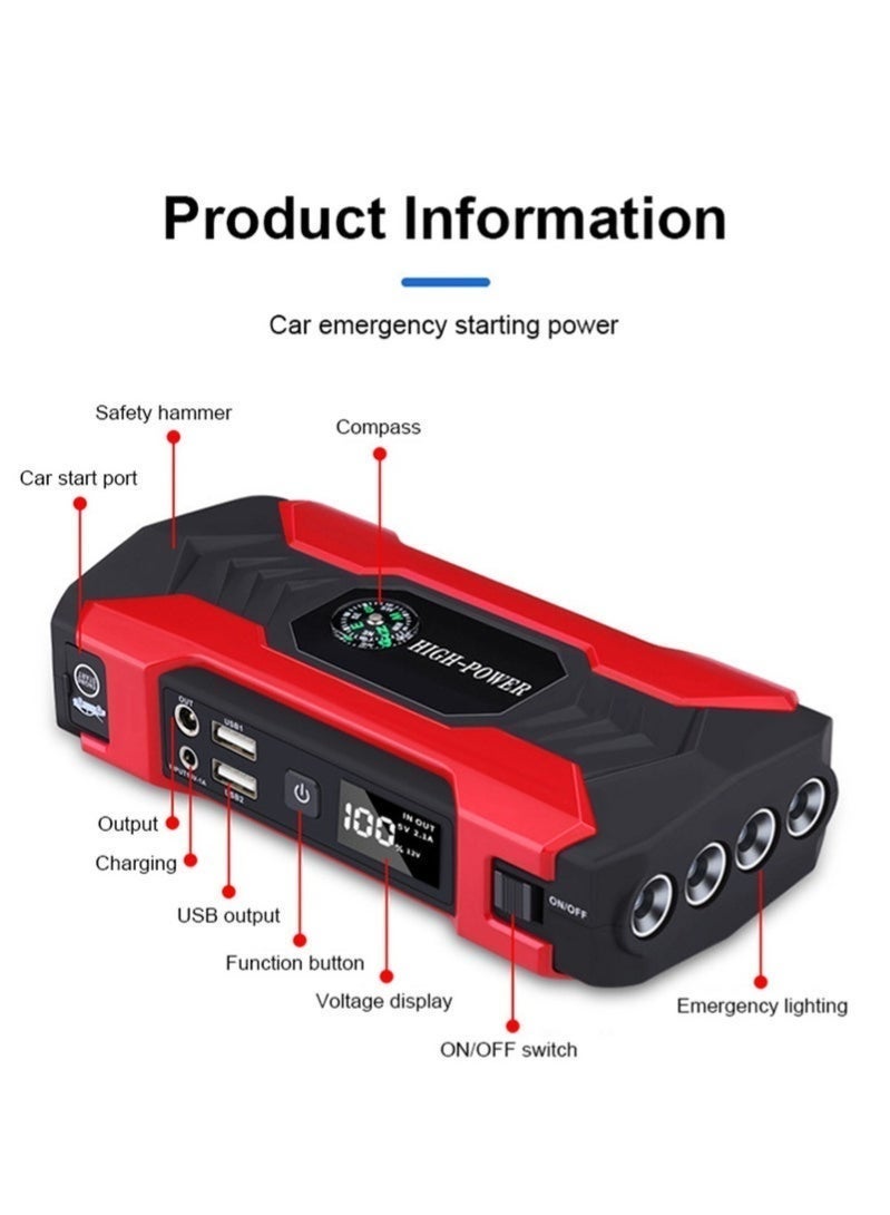 Car Jump Starter 28000mah Water-Resistant Jump Starter Battery Pack, Battery Jumper Starter Portable 200W,12V/1A, LED Light - Image 4