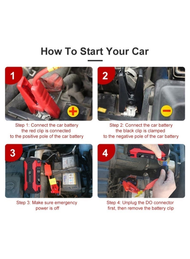 Car Jump Starter 28000mah Water-Resistant Jump Starter Battery Pack, Battery Jumper Starter Portable 200W,12V/1A, LED Light - Image 5