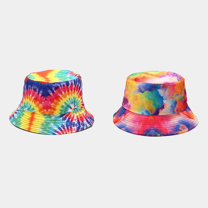 European and American new 3D printing pattern fisherman hat tie-dye double-sided wearing basin hat men and women summer outdoor sun protection sun visor hat 6# color M（56-58cm） - Image 2