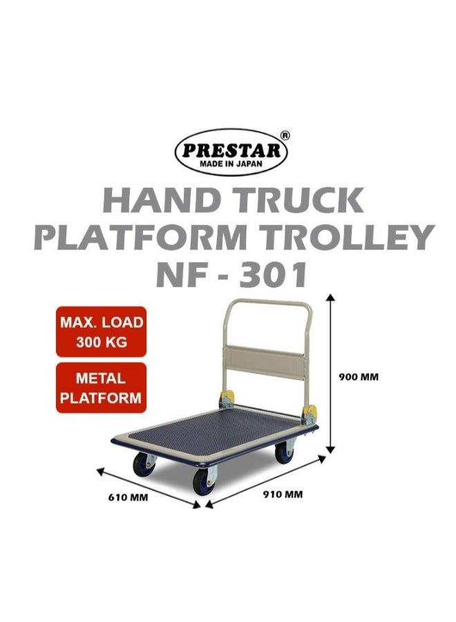NF-301, Heavy Duty Folding Platform Trolley Cart – 300kg, Load Capacity, 910×610mm Large Platform, Quiet 130mm Wheels, Push Hand Truck for Warehouse, Office, Moving & Storage - Image 2
