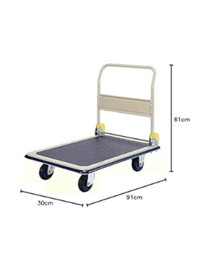 NF-301, Heavy Duty Folding Platform Trolley Cart – 300kg, Load Capacity, 910×610mm Large Platform, Quiet 130mm Wheels, Push Hand Truck for Warehouse, Office, Moving & Storage - Image 3